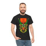 Cell Samurai Unisex Heavy Cotton Tee Vibrant Neon Japanese Warrior Art Streetwear T Shirt Futuristic Samurai Design Perfect For Anime Lovers Festivals Tattoo Artists And Modern Cultural Fashion Fans