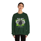 Destiny Fearless Pursuit of Happiness Unisex Heavy Blend Crewneck Sweatshirt Gothic Skeleton Hands Globe Graphic Streetwear Bold Motivational Pullover