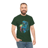 Galactic Dream Astronaut Neon Art Unisex Heavy Cotton Tee Bold Cosmic Streetwear Graphic T Shirt Vibrant Space Design Comfortable Classic Fit Everyday Wear Perfect Gift for Sci Fi Lovers and Creative Minds