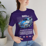Nissan Skyline GT R R34 Inspired Illustrated JDM Racing Car Graphic T Shirt Iconic Japanese Performance Street Racing Culture Automotive Streetwear Gift For Car Enthusiasts