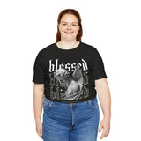 Blessed Angel Statue Graphic Unisex Jersey Short Sleeve Tee Gothic Streetwear Aesthetic Spiritual Bold Artistic Fashion T Shirt