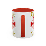 Deus Vult Accent Coffee Mug 11oz 15oz Red Cross Knight Crusader Ceramic Cup Bold Medieval Design Christian Symbol Faith Inspired Coffee Tea Gift Drinkware