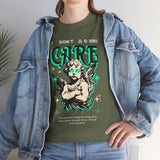 I Don’t Care True Freedom Angel Unisex Heavy Cotton Tee Gothic Cherub Graphic Bold Motivational Streetwear Aesthetic Statement T Shirt