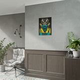 Toxic Genius Neon Gas Mask Skull Matte Vertical Poster Bold Cyberpunk Wall Art For Gamers Artists And Rebels Futuristic Science Aesthetic Room Decor Symbol Of Creativity And Power