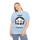 I Want To Believe Alien Unisex T Shirt Vintage UFO Graphic Tee Extraterrestrial Space Themed Sci Fi Paranormal Conspiracy Inspired Streetwear Top
