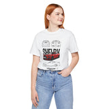 Shelby Red High Performance Muscle Coupe Blueprint Unisex Heavy Cotton Tee Retro Car Art Streetwear Gift for Gearheads Daily Wear Car Lovers Apparel