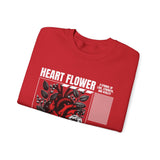 Heart Flower Graphic Unisex Heavy Blend Crewneck Sweatshirt Comfortable Streetwear Pullover Bold Red and Black Floral Heart Design Symbol of Love Strength and Vitality Perfect Gift for Friends Birthdays Cozy Days and Everyday Wear