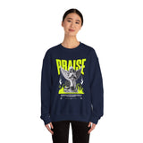 Praise Angel Statue Graphic Unisex Heavy Blend Crewneck Sweatshirt Gothic Spiritual Streetwear Pullover