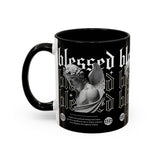 Blessed Angel Statue Graphic Accent Coffee Mug 11oz 15oz Gothic Streetwear Aesthetic Spiritual Artistic Ceramic Drinkware