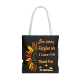 Sunflower Ho'oponopono Tote Bag Hawaiian Healing Prayer Design Spiritual Positivity Canvas Bag Mindfulness Reusable Durable Eco Friendly Shopping Tote