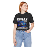 Bullet Blue Street Racing Artwork Unisex Heavy Cotton Tee High Performance Inspired Graphic Shirt For Car Lovers And Urban Streetwear Fans