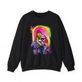Calavera Punk Skull Unisex Heavy Blend Sweatshirt Neon Gothic Streetwear Pullover Vibrant Rock Rebel Design For Punk Concerts Halloween Parties Tattoo Culture And Alternative Fashion Lovers