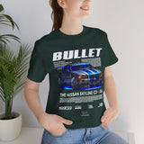 Bullet Blue Street Racing Artwork Unisex Heavy Cotton Tee High Performance Inspired Graphic Shirt For Car Lovers And Urban Streetwear Fans