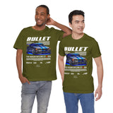 Bullet Blue Street Racing Artwork Unisex Heavy Cotton Tee High Performance Inspired Graphic Shirt For Car Lovers And Urban Streetwear Fans