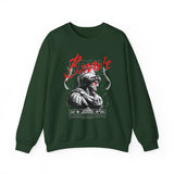 Brave Warrior Roman Gladiator Graphic Print Unisex Heavy Blend Crewneck Sweatshirt Bold Motivational Streetwear Pullover