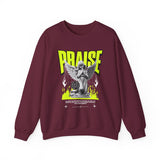 Praise Angel Statue Graphic Unisex Heavy Blend Crewneck Sweatshirt Gothic Spiritual Streetwear Pullover