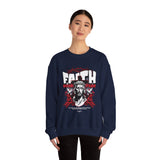Faith Over Fear Jesus Crown Of Thorns Unisex Heavy Blend Crewneck Sweatshirt Christian Graphic Bold Religious Streetwear Motivational Bible Verse Pullover