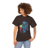 Galactic Dream Astronaut Neon Art Unisex Heavy Cotton Tee Bold Cosmic Streetwear Graphic T Shirt Vibrant Space Design Comfortable Classic Fit Everyday Wear Perfect Gift for Sci Fi Lovers and Creative Minds