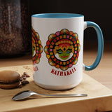 Kathakali Accent Coffee Mug 11oz 15oz Kerala India Classical Dance Art Face Ceramic Cup Cultural Heritage South Indian Folk Design Traditional Festival Gift