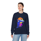 Ballena Cosmic Whale Art Unisex Heavy Blend Crewneck Sweatshirt Vibrant Geometric Ocean Design Premium Streetwear Pullover Soft Fleece Comfortable Fit Bold Marine Life Artwork Perfect Gift for Nature...