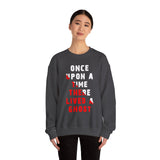 Unisex Once Upon A Time There Lived A Ghost Crewneck Sweatshirt Horror Graphic Pullover Spooky Paranormal Gothic Halloween Inspired Scary Storytelling