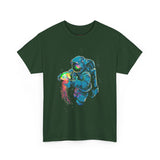 Galactic Dream Astronaut Neon Art Unisex Heavy Cotton Tee Bold Cosmic Streetwear Graphic T Shirt Vibrant Space Design Comfortable Classic Fit Everyday Wear Perfect Gift for Sci Fi Lovers and Creative Minds