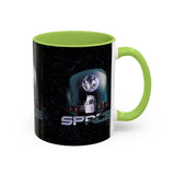 Space Galaxy Accent Coffee Mug 11oz 15oz Astronaut Spacecraft Earth Black Two Tone Ceramic Cup Gift for Space Lovers