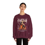 Fighter Resilience Victorious Flame Statue Graphic Unisex Heavy Blend Crewneck Sweatshirt Motivation Streetwear Pullover
