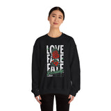 Love Fake Friendship Rose Crewneck Comfortable Unisex Sweatshirt Bold Graphic Streetwear Pullover Empowering Artistic Floral Design For Self Expression Perfect Gift For Friends Birthdays Cozy Days...