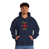 Unisex Deus Vult Hoodie Medieval Crusader Cross Heavy Blend Hooded Sweatshirt Warrior Knight Inspired Vintage Christian Symbol Streetwear