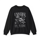 Universe Is Wide Unisex Heavy Blend Crewneck Sweatshirt Cosmic Galaxy Butterfly Space Aesthetic Graphic Pullover