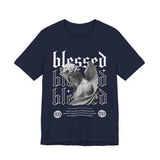 Blessed Angel Statue Graphic Unisex Jersey Short Sleeve Tee Gothic Streetwear Aesthetic Spiritual Bold Artistic Fashion T Shirt