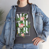 Mother Floral Design Unisex Heavy Cotton Tee Comfortable T Shirt Botanical Typography Graphic Streetwear Gift For Mom Mother’s Day Birthday Casual Everyday Wear