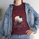 Landscape Unisex Heavy Cotton Tee Graphic T Shirt Black Nature Inspired Abstract Mountain Design Modern Streetwear Outdoor Adventure Artistic Fashion Outfit