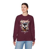 Death Silence Skull Fire Graphic Unisex Heavy Blend Crewneck Sweatshirt Gothic Horror Streetwear Bold Vintage Dark Flame Skull Pullover