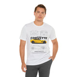 Yellow High Performance Sports Coupe Blueprint Art Unisex Heavy Cotton Tee Premium Streetwear For Car Enthusiasts Gearheads And Collectors