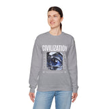 Civilization Eye Of Memory Graphic Unisex Heavy Blend Crewneck Sweatshirt Futuristic Visionary Streetwear Abstract Blue Eye Pullover