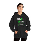 Final Stage Unisex Heavy Blend Hooded Sweatshirt Graphic Hoodie Black Skull Neon Green Streetwear Futuristic Cyberpunk Bold Artistic Fashion Outfit