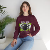 Destiny Fearless Pursuit of Happiness Unisex Heavy Blend Crewneck Sweatshirt Gothic Skeleton Hands Globe Graphic Streetwear Bold Motivational Pullover