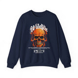 Wildfire Skull Flames Unisex Heavy Blend Crewneck Sweatshirt Gothic Inferno Graphic Bold Streetwear Motivational Statement Pullover