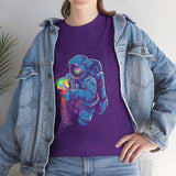 Galactic Dream Astronaut Neon Art Unisex Heavy Cotton Tee Bold Cosmic Streetwear Graphic T Shirt Vibrant Space Design Comfortable Classic Fit Everyday Wear Perfect Gift for Sci Fi Lovers and Creative Minds