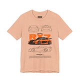 Orange Retro JDM Inspired Sports Coupe Blueprint Unisex Heavy Cotton Tee Street Racing Art Shirt for Car Lovers Daily Wear