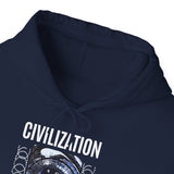 Civilization Eye Of Memory Graphic Unisex Heavy Blend Hooded Sweatshirt Futuristic Visionary Streetwear Abstract Blue Eye Gothic Hoodie