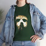 The Silent Mask Unisex Heavy Cotton Tee Horror Streetwear Mysterious Dark Graphic Halloween T-Shirt for Fearless Souls and Gothic Aesthetic Lovers