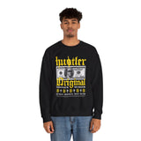 Hustler Original Money Maker Unisex Heavy Blend Crewneck Sweatshirt Streetwear Graphic Bold Dollar Bill Print Motivational Entrepreneur Pullover