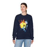The Jocker Burning Aces Unisex Sweatshirt Fiery Gothic Streetwear Bold Dark Art Design for Risk Takers, Hustlers, and Fearless Fall Fashion Lovers