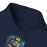 Urban Warrior Samurai Heavy Blend™ Unisex Hoodie Fierce Armored Fighter Design Blue Energy Streetwear Courage Focus Strength for Fearless Hustlers and Modern Legends