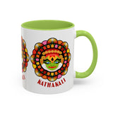 Kathakali Accent Coffee Mug 11oz 15oz Kerala India Classical Dance Art Face Ceramic Cup Cultural Heritage South Indian Folk Design Traditional Festival Gift