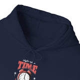 Waste Your Time Unisex Heavy Blend Hooded Sweatshirt Graphic Hoodie Black Motivational Hustle Money Clock Streetwear Bold Entrepreneur Mindset Fashion Outfit