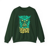 The Watcher Owl All Seeing Wisdom Unisex Heavy Blend Crewneck Sweatshirt Neon Mystic Streetwear Sweatshirt With Geometric Owl Symbol Futuristic Glow Design For Visionaries Creators And Spiritual...